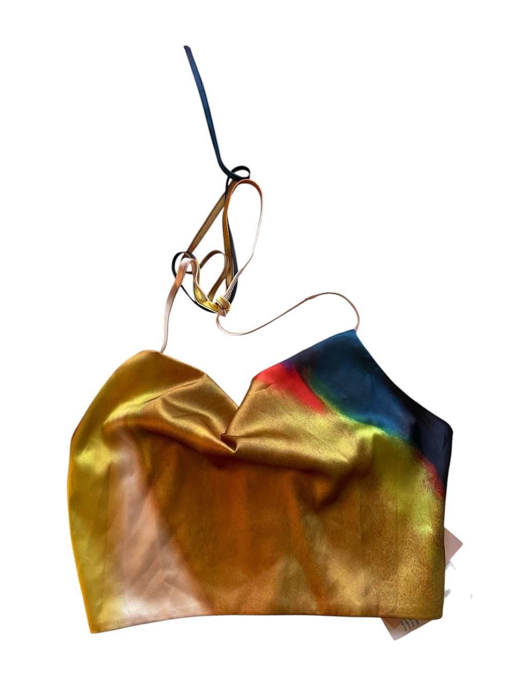 Micas Y2K Satin Ombré Halter Top |
Rainbow Cowl Neck Going Out Top